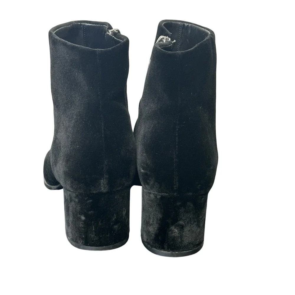 Via Spiga Shoes Booties Black Zip Up Ankle Boot Velvet Block Heel Women's Size 9